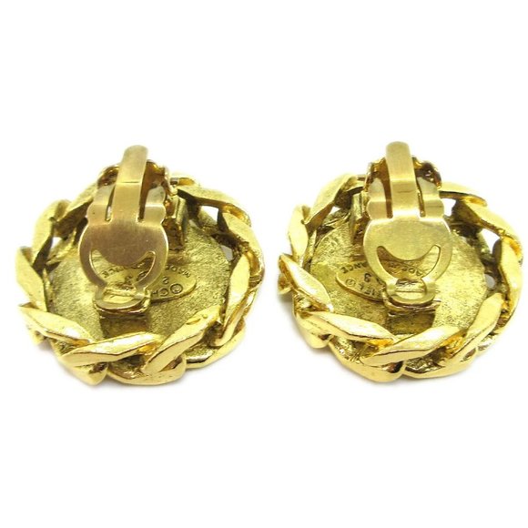 CHANEL CC Logos Button Motif Rhinestone Earrings Clip-On - Picture 2 of 5